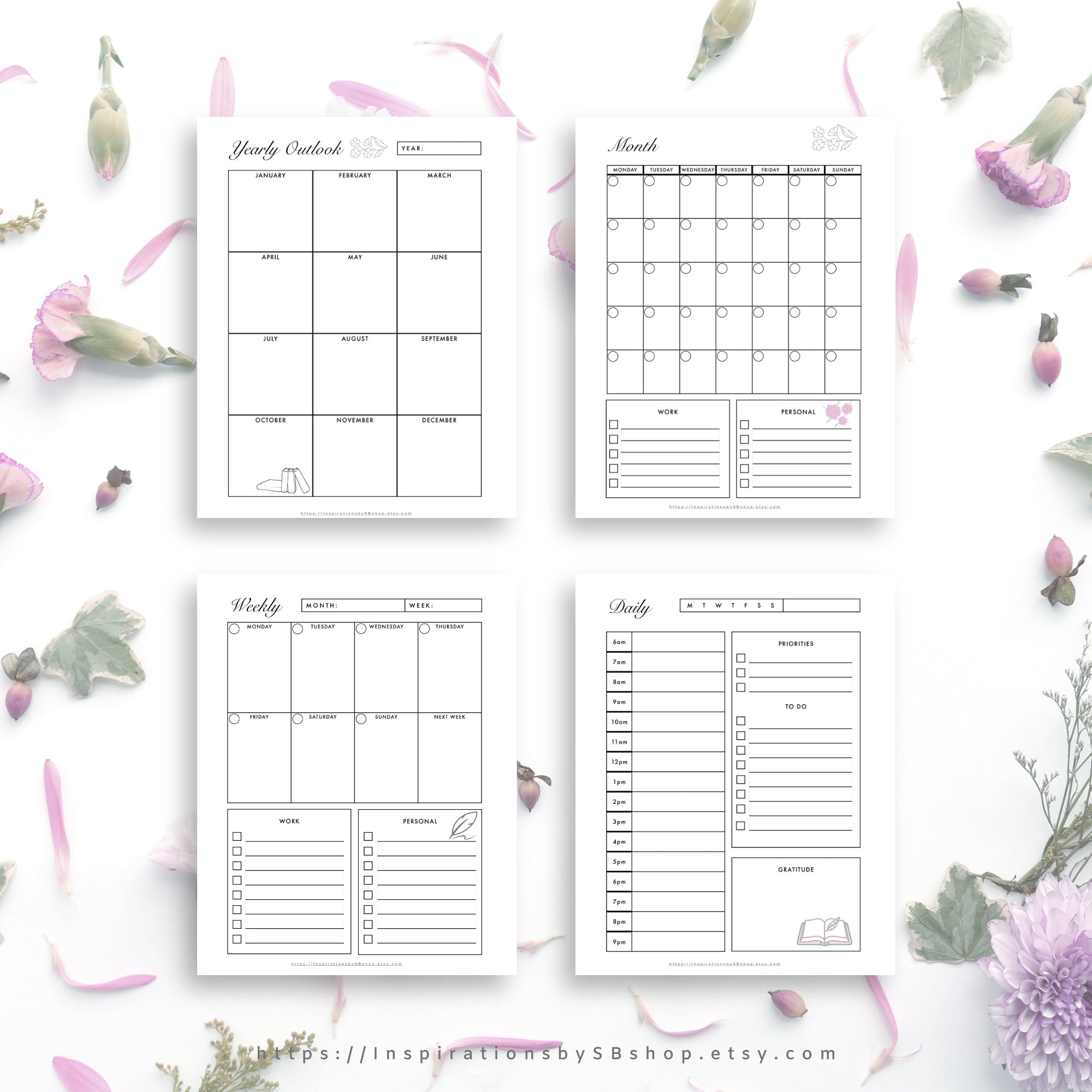 Joyful Floral Digital Printable Planner - Etsy UK