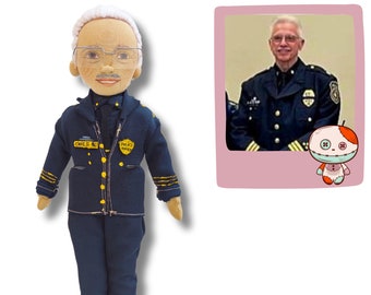 Custom Doll of Policeman, Personalized Gift for Family of Law Enforcment, Rag Doll in Police Uniform, Commisioned Art Doll