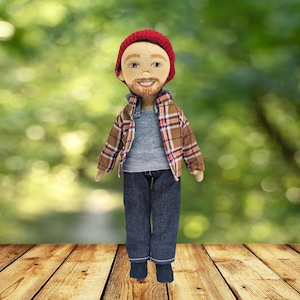 Male Look-Alike Plush Doll, Personalized Handmade Gift from Photo, Dad or Boyfriend Keepsake, Custom Mini-Me Doll Optional Voice Message