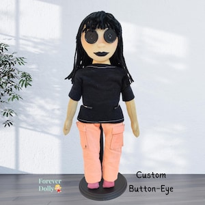 Benutzerdefinierte weiche Puppe des Mädchens vom Foto, Kommission Plüschtier Puppe mit Knopfaugen, Personalisiertes Geschenk Tochter, Figur