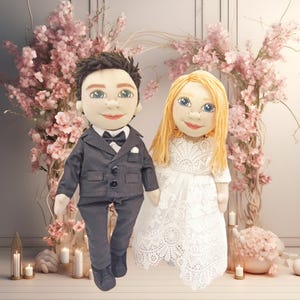 Custom plush dolls of couples for weddings, Unique handmade personalized anniversary gift, Custom stuffed couple dolls, Present for Partners
