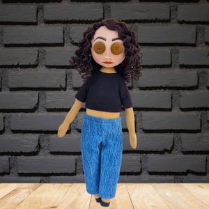 Custom Mini-Me Art Doll, Spooky Cute Look-Alike Gift for Friends, Partners, or Collectors, Button-Eye Doll with Voice Recorder Option