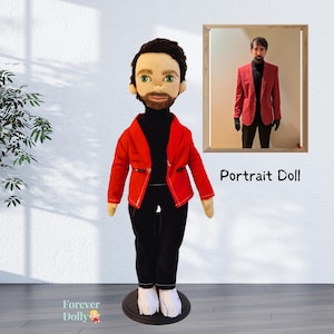 Custom Personalized Portrait Doll of Man from Photo, Stuffed Plush Look-Alike Figurine, Handmade Birthday Gift for Friend or Family