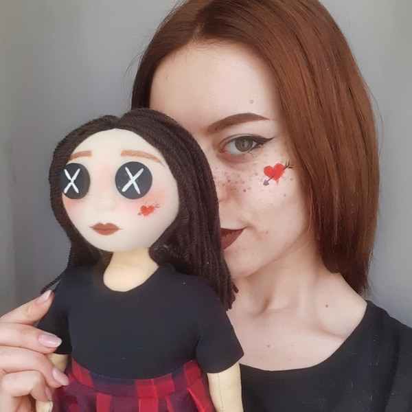 Individuelle Gruselig Niedliche Puppe von Mir Selbst/ Personalisierte Mini-Me Puppe mit Knopfaugen und Nähten/Ähnliche Gefüllte Puppe