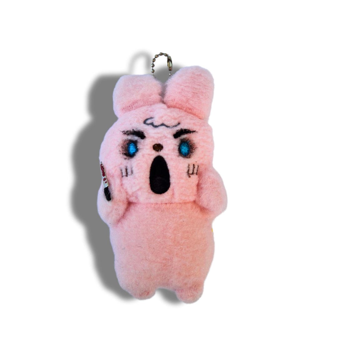 Killer Plush Bunny Keyring Accessory, Crazy Rabbit Plush Charm, Creepy ...