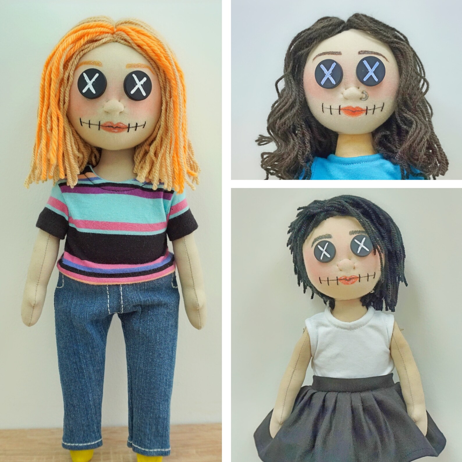 Custom Goth Doll made from Fabric/ Plushie of Goth Girls/ Etsy