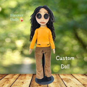 Personalized Coraline-Inspired Mini-Me Art Doll for Girlfriend, Handcrafted Custom Plushie made from Photo of Partner, Creepy Cute Gift