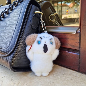 Wütender Plüschhund, Psycho Killer Welpe Schlüsselanhänger, süße tollwütige Hund Tasche Accessoire, gefüllte Cartoon Hund Dekoration für Gruselfilm Fans