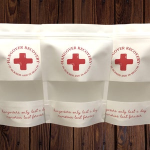 Hangover Recovery White Stand Up Kraft Bag - Hangover Survival Kit Packaging