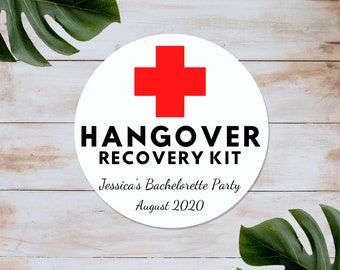 Hangover Recovery Kit Stickers - Personalized Favor Kit Stickers for Bachelorette, Birthday, Wedding & More