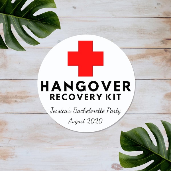 Hangover Recovery Kit Stickers - Personalized Favor Kit Stickers for Bachelorette, Birthday, Wedding & More