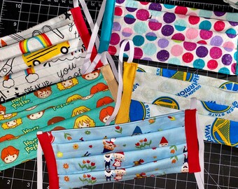 5 pack-Adult, Child, o Toddler Reusable máscara facial de tela con bolsillo de filtro y alambre de la nariz