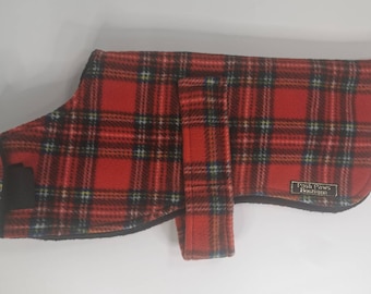 Red Tartan Fleece Dog Coat