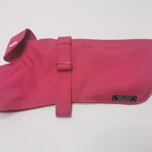 Pink Waterproof Made to Measure custom Dog Coats, fleece lined.