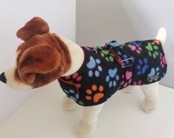 Paw Print Made to Measure Custom Fleece Dog Coat