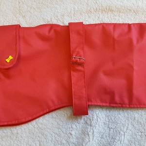 Red waterproof dog coat with fleece lining image 1