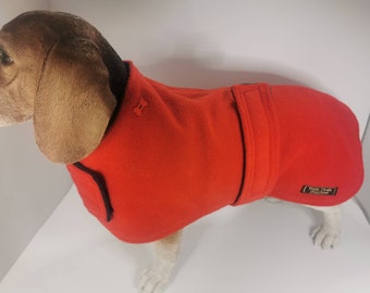 Manteau de chien en polaire rouge et marine