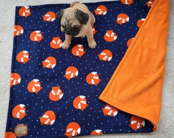 Pet fleece reversible blankets - navy fox