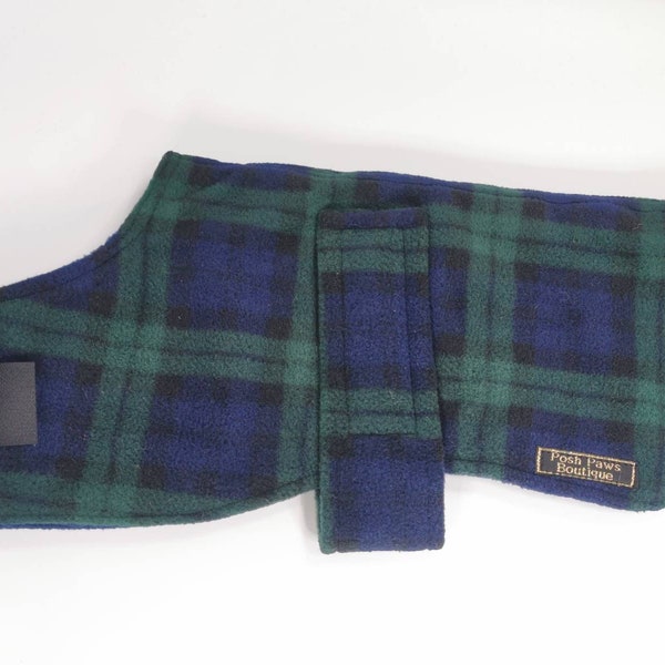 Green Tartan Fleece Dog Coat