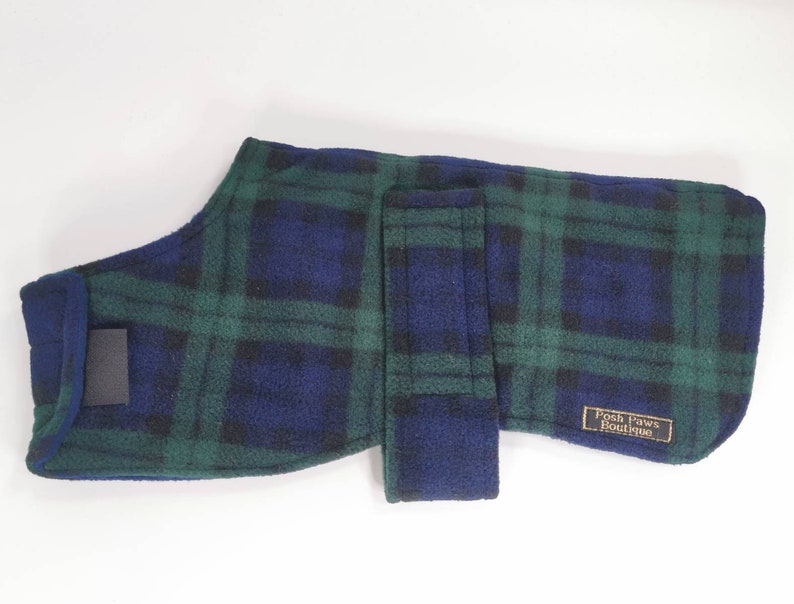 Green Tartan Fleece Dog Coat Etsy
