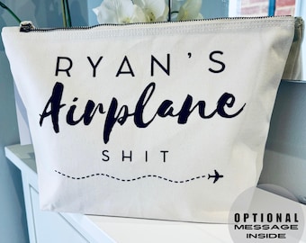 Personalised airplane bag, Survival Kit, Travel Documents, Flight Kit, Toiletries Gift, Road Trip, Long Haul. World Travel
