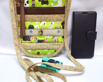 Bolso bandolera marrón y verde con diseño de perro para el móvil, bolso para pasear al perro, regalo para mamá, bolsa para premios de perro, bolso para el móvil para festivales, bolso de vacaciones, portabolsas para excrementos de perro