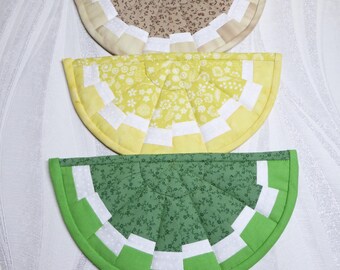 Salvamanteles semicircular hecho a mano – Decoración de cocina acolchada con diseño cítrico, tapete para ollas