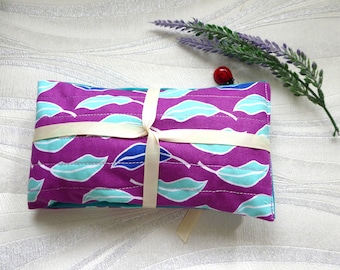 Almohada para ojos de lavanda: Estampado de hojas verde azulado, aromaterapia relajante