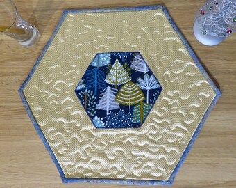 Scandi Quilted Blue Christmas Table Topper