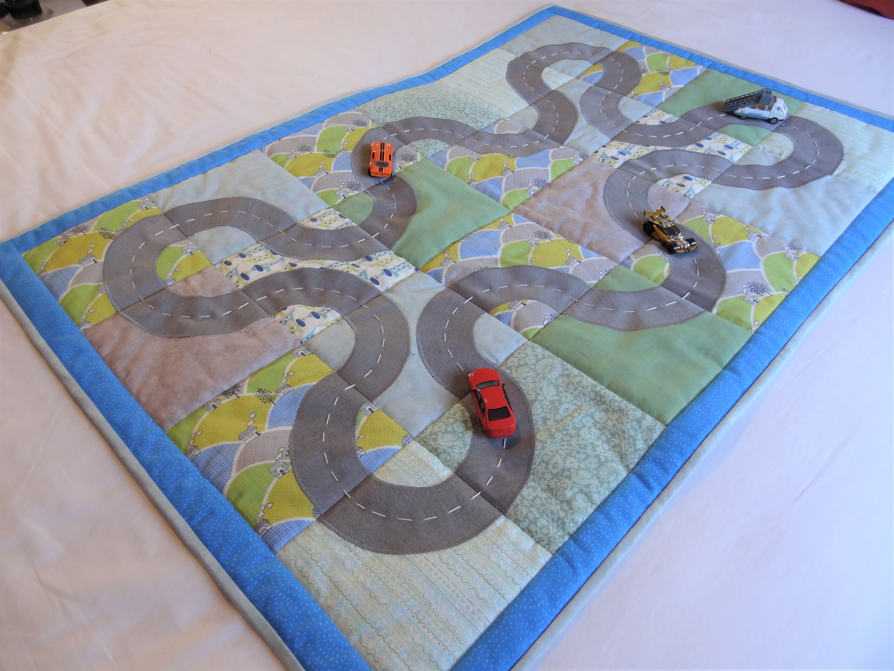 Personalised Roadway Play Mat/Quilt patchwork quilted baby Etsy