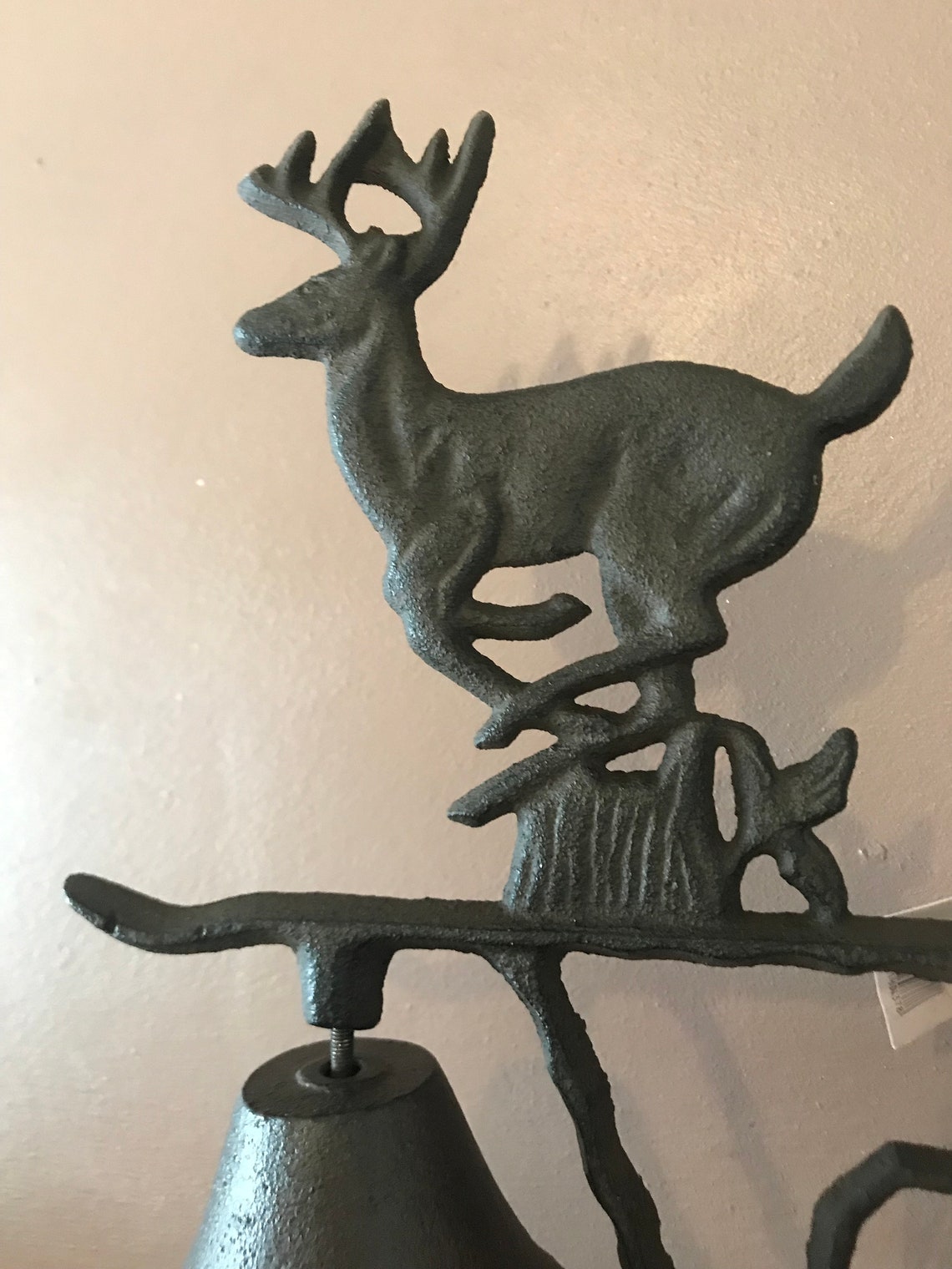 Rustic outdoor cast iron bell with running stag / deer design Etsy