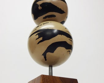 Plinth | Vintage Bowling Ball Table Sculpture with Solid Walnut Base