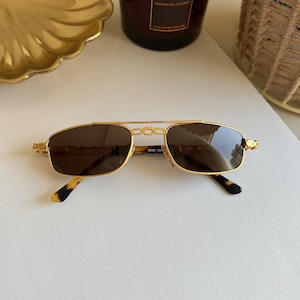 Deadstock Unisex Vintage Sunglasses, Gold Frame Vintage Sunglasses, 90s Made Sunglasses, New Old Stock Sunglasses, Made in Italy Sunglasses