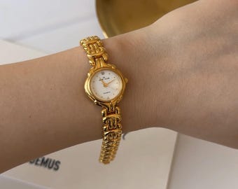 Women’s Vintage Gold Plated Watch, 90s Deadstock Vintage Watch, New Old Stock Swiss Quartz Vintage Watch, gift for her