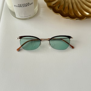 Óculos de sol vintage Deadstock, óculos de sol vintage de produção dos anos 90, óculos de sol novos e antigos, lentes azuis, presente para ela