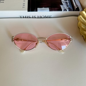 Authentic Vintage Sunglasses, 90s Made Sunglasses, New Old Stock Sunglasses, Unique Deadstock Sunglasses, Pink Tinted Lenses, Gift for her