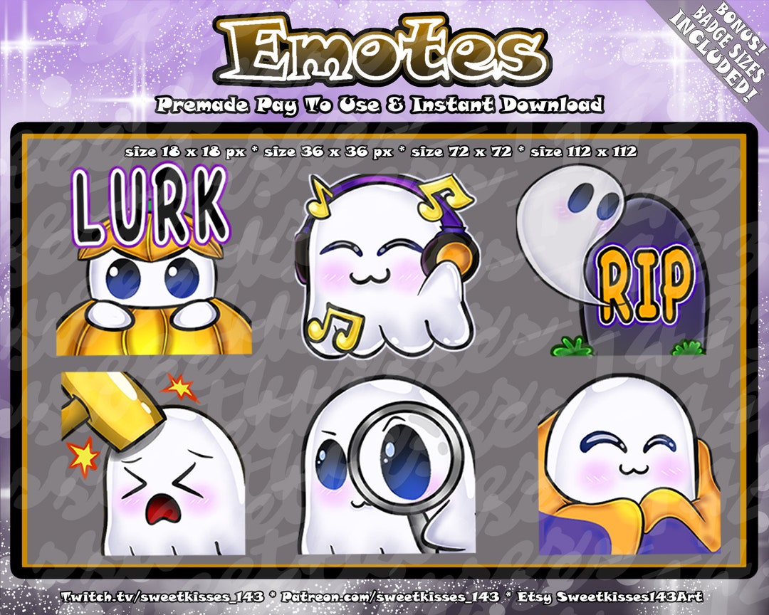 Twitch Ghost Emote Pack 1 BONUS Badges | 6 Ready to Use Emotes for ...