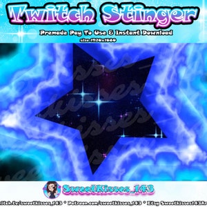2 Twitch Stinger Transition Blue Star Stingers | Stream Star Transition | Instant Download | Cute Kawaii Galaxy Moon and Stars Stinger