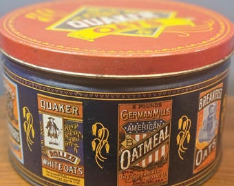 Quaker Oats Round Collector's Tin - 1983 Limited Edition - Vintage Food Storage Container