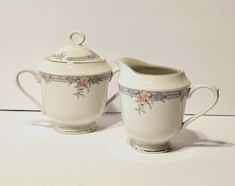 Sando Regency Collection Creamer and Sugar Bowl Set - Monroe #1500 - Fine Ivory China - Made in Japan