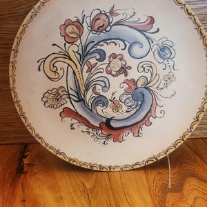 Hand Painted Plate - Rosemaling Style Painting - Norwegian Decorative Wall Hanging
