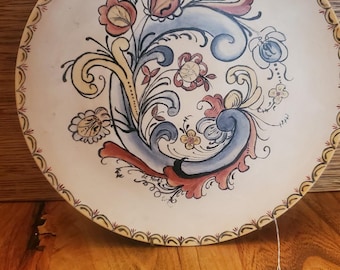 Hand Painted Plate - Rosemaling Style Painting - Norwegian Decorative Wall Hanging