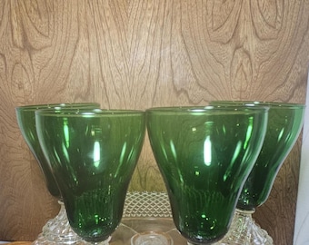 Emerald Green Water Goblets - Set of 4 - Vintage Anchor Hocking 1950s