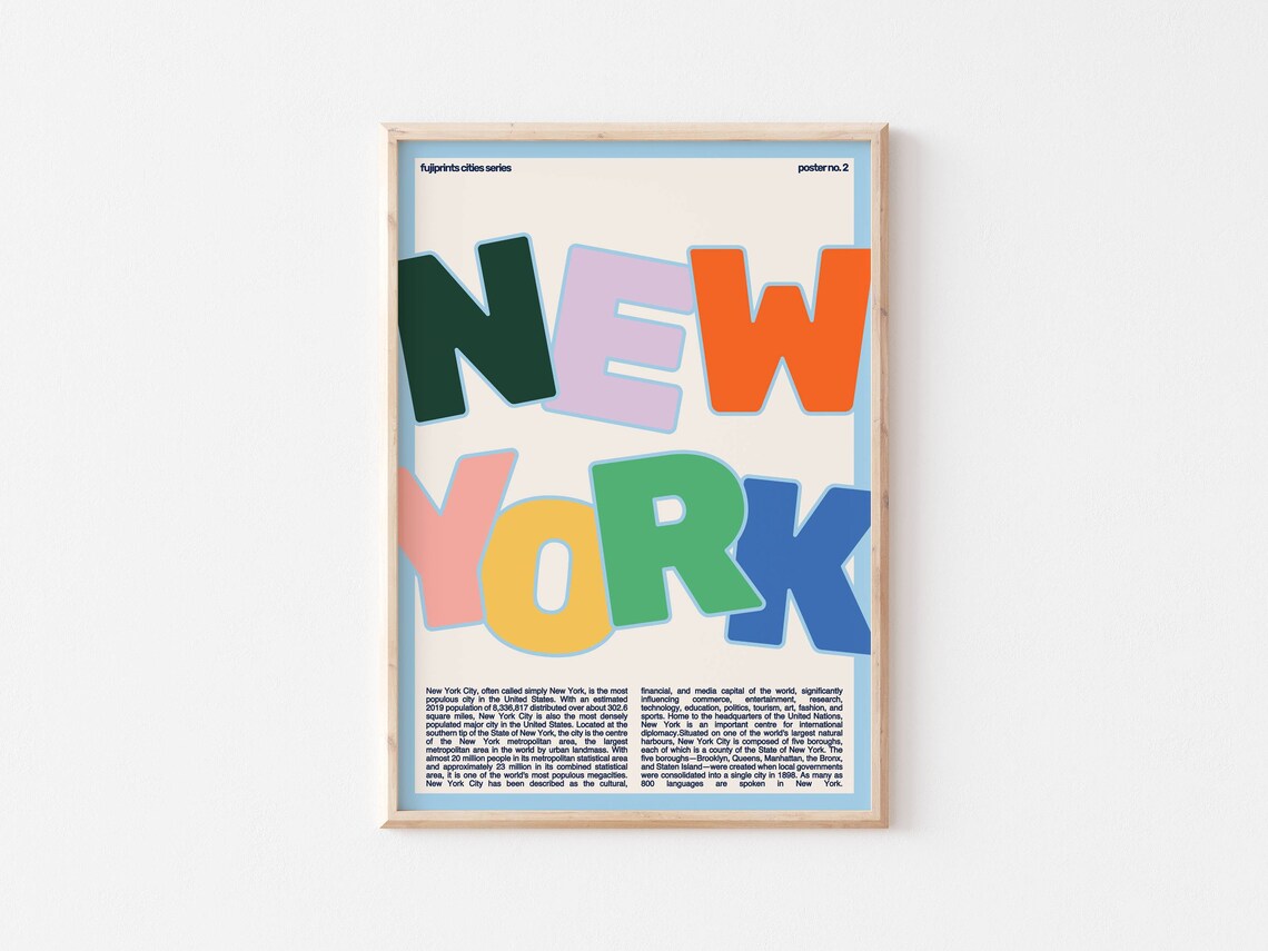 New York Printable Wall Art Printable Colorful Nyc Print - Etsy