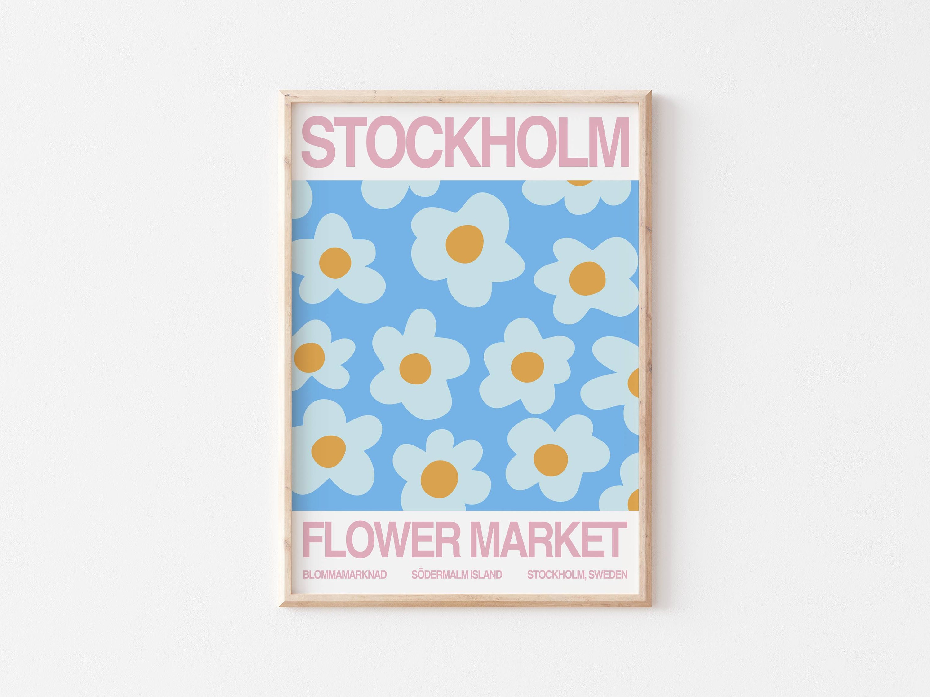 Flower market print London Paris Tokyo digital download Set of 3 flower market poster printable wall art Illustration modern art