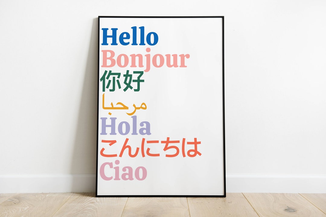Hello in Different Languages Print Entryway Typography Printable Wall ...