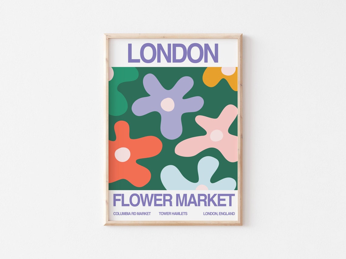London Flower Market Poster Printable Wall Art Print Etsy