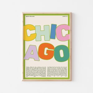 chicago printable wall art | printable colorful chicago print | chicago travel poster digital download | mid century modern art print