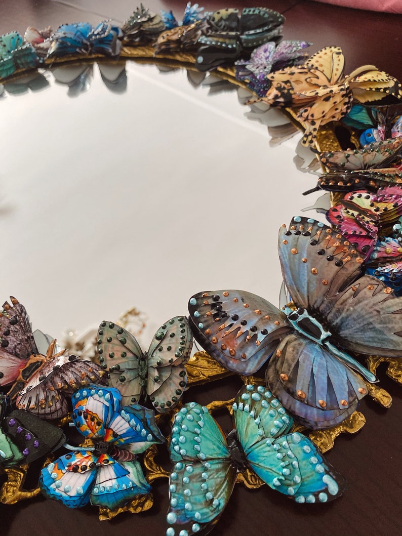Handmade Mirror Butterfly Mirror Wall Decor Wall Hanging Etsy