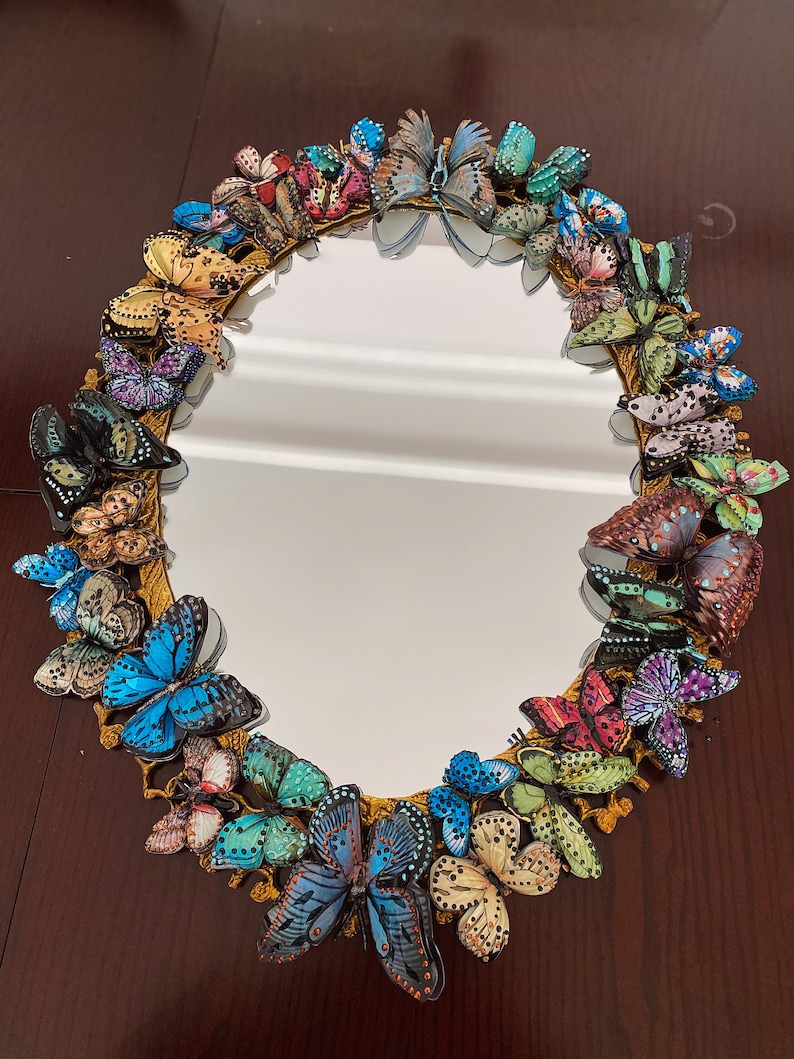 Handmade Mirror Butterfly Mirror Wall Decor Wall Hanging Etsy
